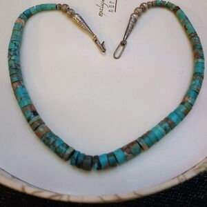 Vintage Native American-style turquoise heishi bead necklace